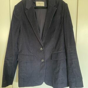 Babaton Dark Navy Corduroy Single-Breasted Blazer